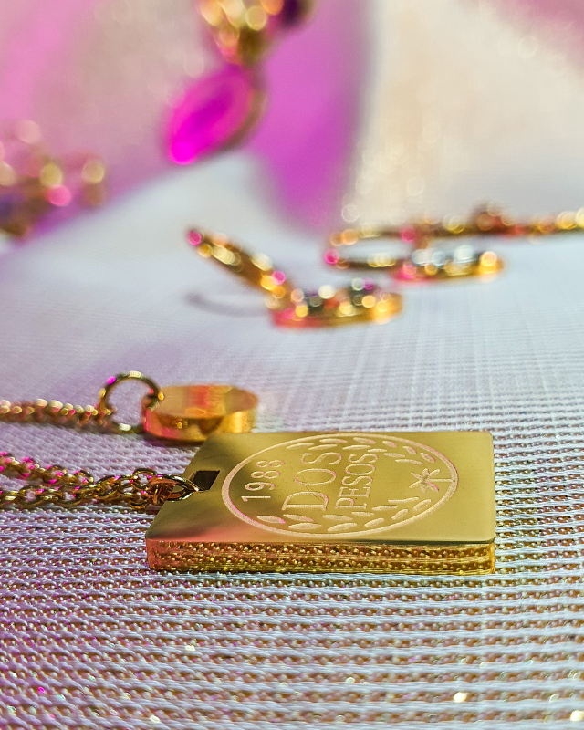 Golden Pendant and Coin Necklace